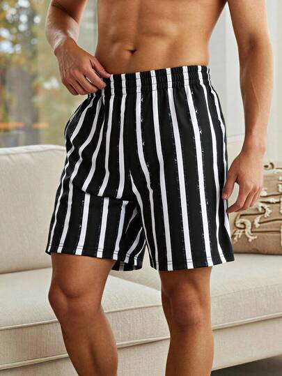 Velminro Men's Striped Casual Lounge Shorts Men Casual Shorts Men Vacation Shorts Men Striped Shorts