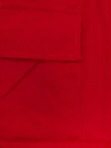 EGENSIO 男士纯色抽绳腰带工装口袋休闲裤 - 紅色 - 查看 5