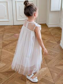 DAZY Girls Sleeveless Round Neck Mesh Tulle Dress, Young Girl Fall Clothes - Apricot - View 5