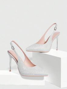 CUCCOO SZL Women's Fashionable Elegant Pointed Toe High Heels - Silver - View 2