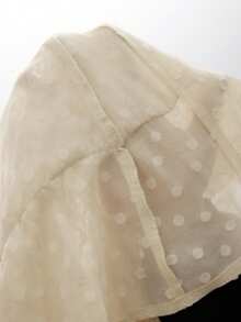 SoleilVie Women's Lace Trim Jacquard Fabric Tie Front Elegant Romantic Blouse - Apricot - View 9