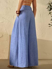 Bóhologie Women Denim Look Comfort Pant With Belt - Blue - View 3