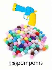 KATT Pom-Poms Launcher-leksaker, slumpmässiga färgade kattpompoms med självhäftande leksaker. Produktbilden visar en användningsmetod. Förbrukningsartiklar: Interaktiva pompoms för husdjur, leksakspistol, 1 st. - Multifärgad - Visa 17