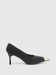 CUCCOO SZL Women's Fashionable Elegant Commuting Contrast Color Pointed Toe High Heels - Black - View 2