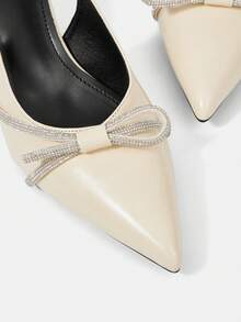 CUCCOO HITCHD Women Shoes Spring And Summer. New Pointed Thin Heel High Heel Romantic And Elegant Apricot PU With Rhinestone Strap Women's High Heel Shoes Dress Shoes Bridal Shoes Wine Ceremony Season Collection For Valentine's Day Elegant And Versatile Elegant Shoes Wedding Shoes - Apricot - View 11