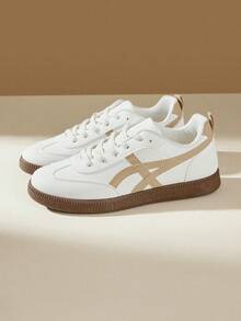 CUCCOO EASI Giày thể thao nữ thoải mái, phối màu tương phản, thích hợp mang hàng ngày, dịp Giáng sinh. - kaki 1 - Xem 3