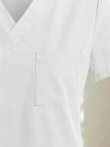 Set Surgical Uniform Set 2 Pieces Lady Woman Sleeve Short Neck V Pants Jogger Spring Comfy Drawstring - White - View 4