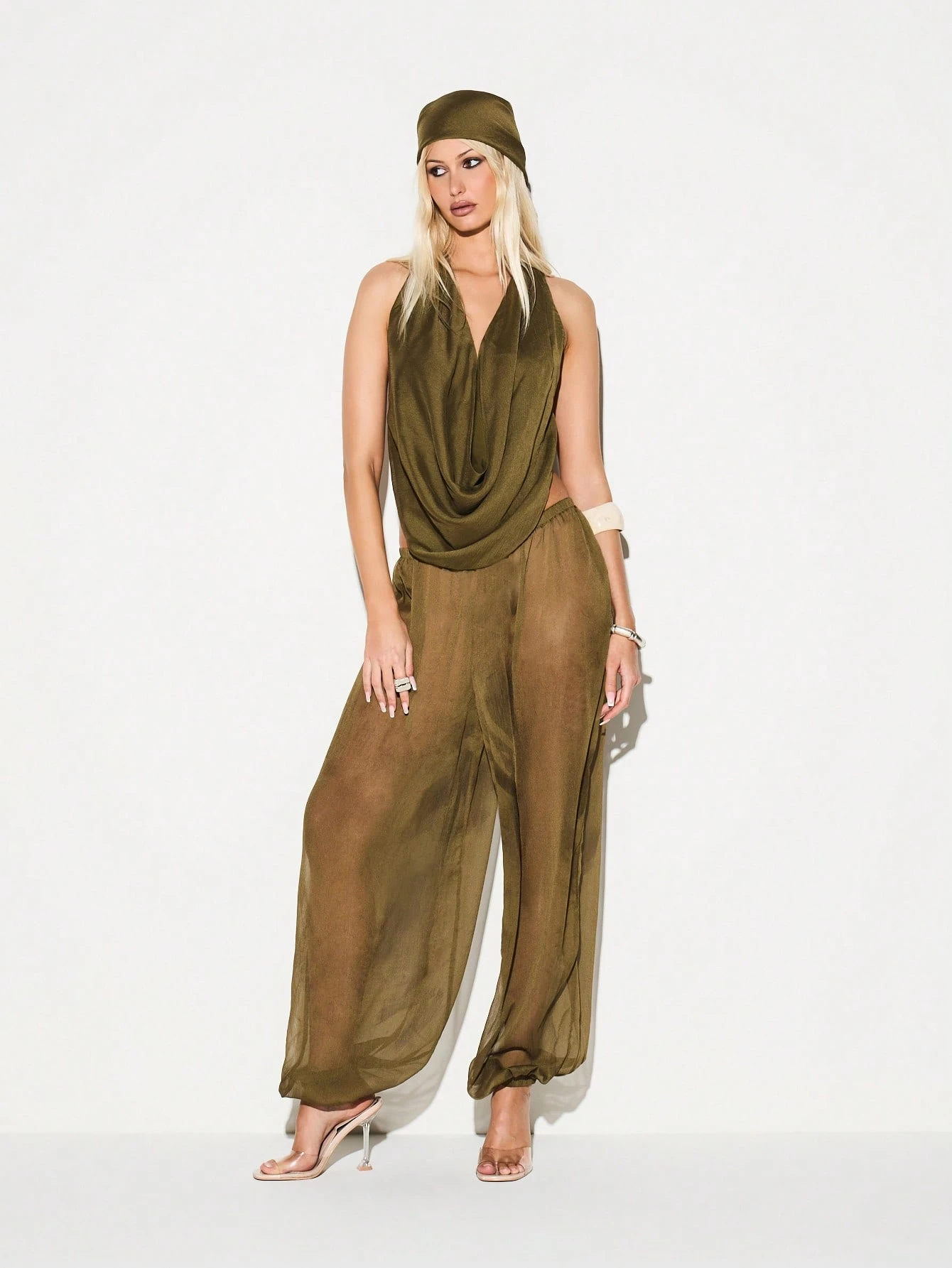 KIZN Spodnie z szerokimi nogawkami i elastycznym pasem