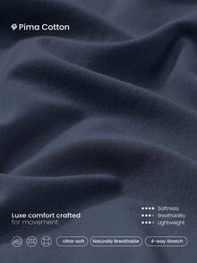 GLOWMODE Áo thun dài đến hông chất liệu cotton Pima, siêu mềm, nhẹ, co giãn, dáng rộng, họa tiết retro phía trước, cổ tròn, thích hợp cho tennis, golf, pickleball, mặc hàng ngày. - Dark Blue - Xem 5