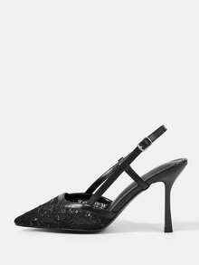 CUCCOO HITCHD 纯色拼接金属装饰简约休闲女式高跟鞋春季鞋款春假复活节舞会高跟鞋 - 靜夜黑色 - 查看 9