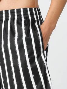 Velminro 男士条纹休闲家居短裤 - 黑色 - 查看 5