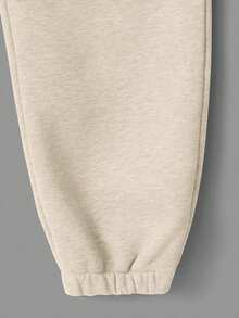 SHEIN Cottnline Cotton 2pcs Solid Drawstring Waist Sweatpants - Multicolor - View 5