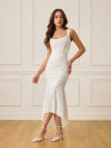 CUCCOO HITCHD White Lace Pointed Toe High Heels For Women - White - View 9