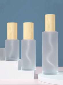 1PC Frosted Glass Empty Jar Pot Spray Bottle Cosmetic Lotion Containers Wood Grain Lid Travel Refillable Bottles, Perfume Bottle - Multicolor - View 14