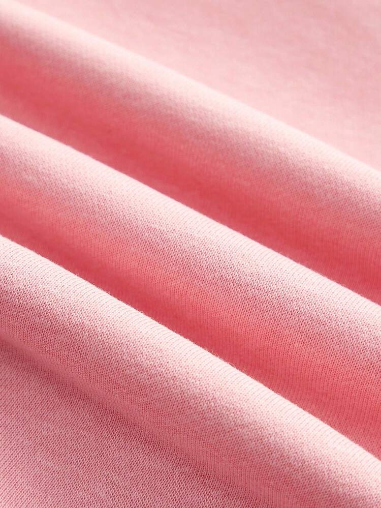 Pink Oversized Sweatshirt With Letter Embroidered French Autumn Winter