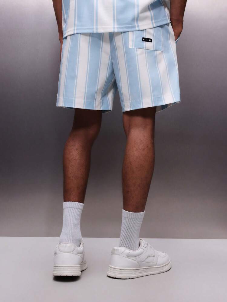 PLAYBOY X SUMWON Striped Football Shorts With Logo Details