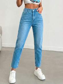 EURMUSE Women'S Tapered Jeans - Blue - View 5