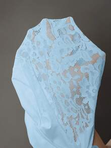 Cheriluna Maternity Maternity Contrast Lace Bandeau Jumpsuit For Photoshoot - Baby Blue - View 6