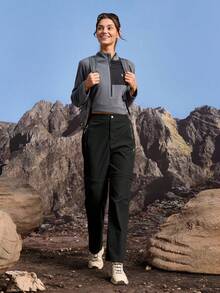 In My Nature Pantalones de senderismo para mujer con bolsillos con cremallera y desmontables - Negro - Ver 6