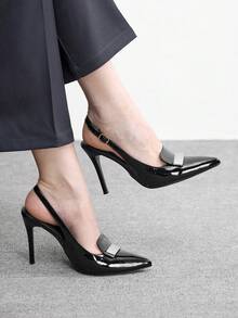 CUCCOO BIZCHIC Pointed Toe Versatile Backless Slip-On Women's Shoes - Black - View 9