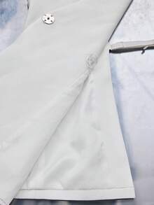 Aveloria Affinna White Backless Women's Blazer, High-End Wide Shoulder Silhouette, Metal Asymmetric Buckle Minimalist Deconstructed Style Women's Blazer - White - View 8