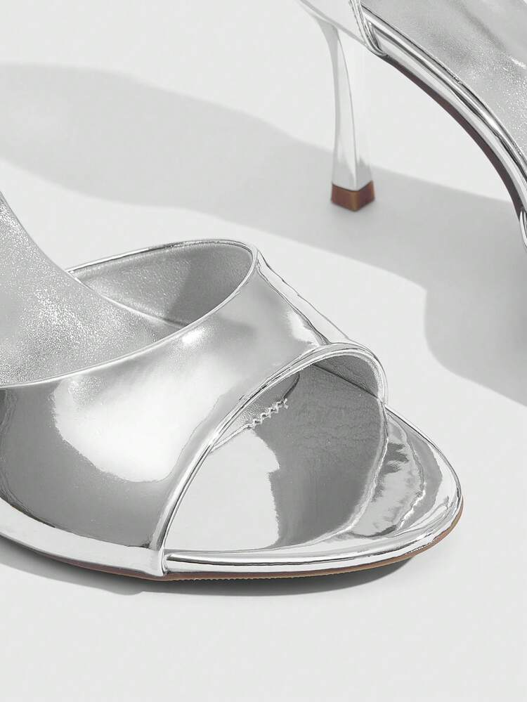 CUCCOO SZL Women Shoes Spring And Summer New Silver Ankle Hairtail Peep Toe Women's High-Heeled Sandals Fashion Comfortable Versatile Sexy Party Banquet Women's Sandals Peep Toe Sandals Wedding Shoes