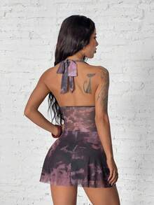 StreetHx 女士扎染垂褶领褶皱连衣裙 - 彩色 - 查看 2