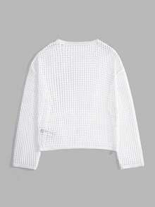 Manfinity LEGND Áo thun nam tay dài cổ tròn khoét lỗ, kiểu dáng thường ngày, đa năng. - trắng - Xem 2