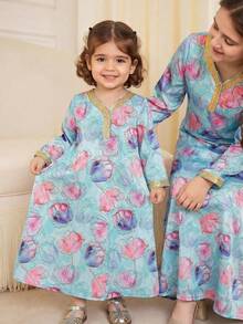 Loose Casual Extra Long Gold Thread Tassel Robe For Young Girls - Multicolor - View 4