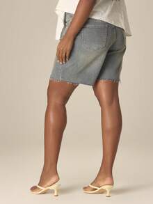 MUSERA Plus Size Longline Denim Shorts Spring Summer Cute Cosy Cottage Core Spring Dew - Blue - View 5