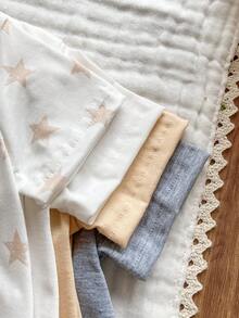 SHEIN Vintaside Kids 4pcs/Set Baby Boy/Girl Cute Knitted Elastic Striped Short Sleeve Rompers, Basic Bodysuit Multi-Pack, Spring/Summer - Multicolor - View 5