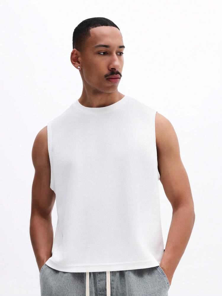 Camiseta de crochet con escote redondo