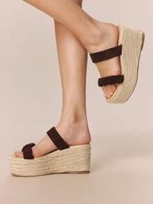 Styleloop Sandalias de plataforma y cuña para mujer - Óxido marrón - Ver 4