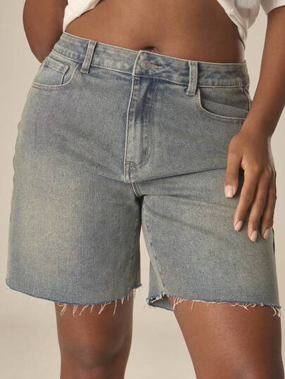 MUSERA Plus Size Longline Denim Shorts Spring Summer Cute Cosy Cottage Core Spring Dew