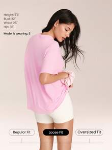 GLOWMODE Pima Cotton Ultra-Soft Breathable Lightweight Stretchy Relaxed Fit Acid Wash Crewneck Tee Daily Casual Street Wear - Pink - View 2