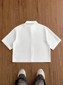 SWAVVY Men's Positioning Digital Print Short Sleeve Shirt, Spring/Summer, Hawaii Shirt, Flower Shirt - White - View 5