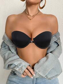 DesireSculpt 1pc Strapless Women's Bra, Black, Underwire, Front Closure, Lift & Enhance, Invisible Back - Black - View 6