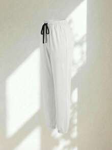 Set Surgical Uniform Set 2 Pieces Lady Woman Sleeve Short Neck V Pants Jogger Spring Comfy Drawstring - White - View 7