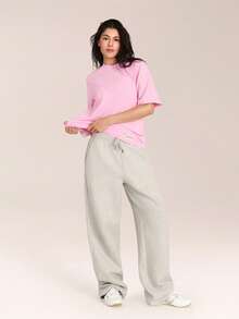 GLOWMODE Pima Cotton Ultra-Soft Breathable Lightweight Stretchy Relaxed Fit Acid Wash Crewneck Tee Daily Casual Street Wear - Pink - View 6