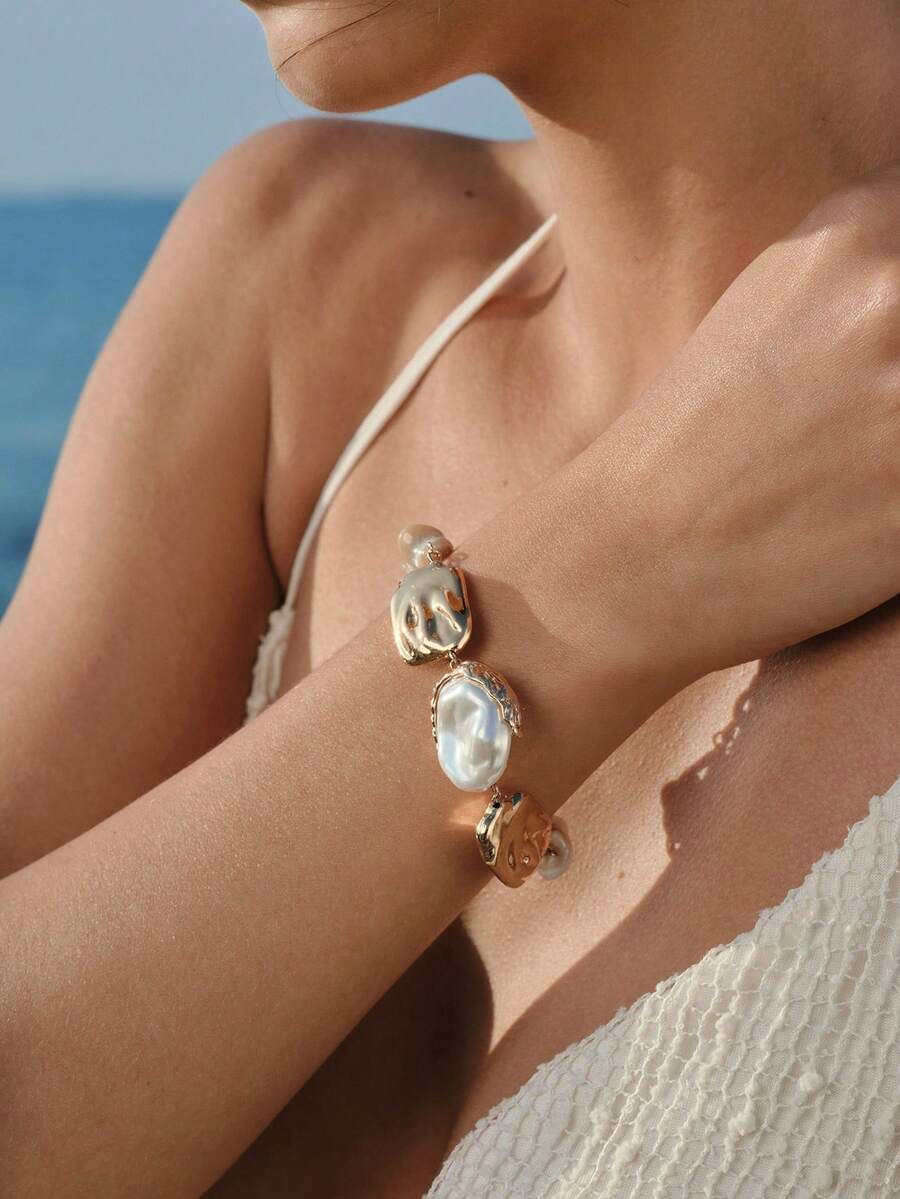 Opalesca A European And American Fashion Natural Fritillary Shell Baroque Pearl Necklace Elegant Fashion Versatile Bracelet - Multicolor - View 1