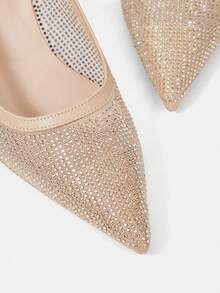 CUCCOO HITCHD Women Shoes Pointed Rhinestone High Heels Wedding Shoes - Apricot - View 9