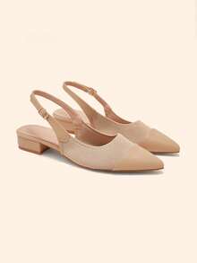 CUCCOO BASICS Giày nữ cổ điển đơn giản thời trang, giày bệt nữ phối lưới, giày nữ thanh lịch, trang nhã. - Màu be - Xem 2