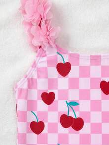 Emery Rose Kids Emery Rose Kids 女童条纹蝴蝶结花卉连体泳衣 - 粉色 - 查看 7