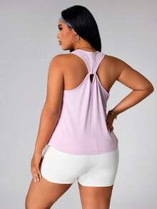 Rhythm Era 大码女式纯色日常健身露背背心 - 淡紫色 - 查看 2