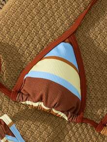 Bộ đồ bơi nữ Swim Vcay Elegant 2026 chấm bi nhiều màu, họa tiết da báo phối màu tươi mới, bikini tam giác buộc dây cổ siêu mềm mại, co giãn, mềm mại, áo bikini buộc dây cổ có thể điều chỉnh với đệm mút tháo rời, quần bikini cạp cao kiểu Y2K với họa tiết sọc phối màu. - Nhiều màu - Xem 5