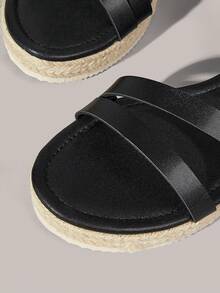 Styleloop Women's Wedge Heel Platform Sandals, Bohemian, Beach Vacation, Western Wind, Summer Wear, Travel Essentials - Black 1 - View 4