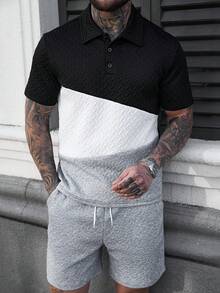 Manfinity CasualCool Bộ đồ nam gồm áo polo ngắn tay phối màu tương phản và quần short cạp chun, màu đen trắng, kiểu dáng thường ngày, đồ thể thao mùa hè cho nam, bộ hai mảnh quần short thường ngày cho nam, trang phục mùa hè cho nam, áo thun nam, đồ phối hợp, phong cách cổ điển, thích hợp cho sinh hoạt hàng ngày, những chuyến đi cuối tuần, hoạt động ngoài trời, du lịch, môi trường làm việc thoải mái hoặc các dịp bán trang trọng, quà tặng cho bạn trai/chồng, quà kỷ niệm/sinh nhật, tiệc tùng, kỳ nghỉ hè, trang phục đi biển, đám cưới kiểu Hawaii, từ xuân đến hè. - Nhiều màu - Xem 4