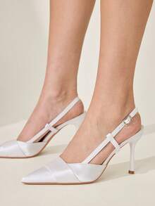 CUCCOO CHICEST 女士尖头细高跟鞋 优雅简约纯色高端套脚鞋 - 白色 - 查看 7