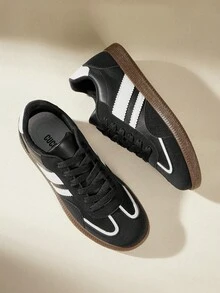 CUCCOO EASI 2026 Nuevos zapatos deportivos casuales versátiles de primavera para mujer, zapatillas deportivas de suela plana - Pu negro - Ver 6