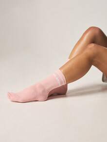 Missguided x Playboy 3 Pack Crew Socks With Logo Text Ribbed Cuffs Comfort Casual Everyday Ankle Length - Multicolor - View 2